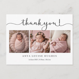 Moderne baby bedankkaart met foto briefkaart