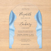 Moderne Baby Blauw Zilveren Agaat Wedding Arch Acryl Uitnodigingen (Voorkant)