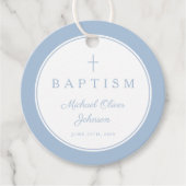 Moderne Baby Blue Bedankt Doop Bedankjes Labels (Voorkant)