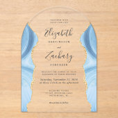 Moderne Baby Blue Gold Agaat Wedding Arch Acryl Uitnodigingen (Voorkant)