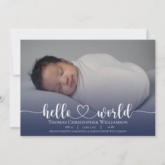 Moderne Baby Boy aankondiging Fotoscript (Voorkant)