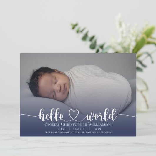 Moderne Baby Boy aankondiging Fotoscript (Staand voorkant)