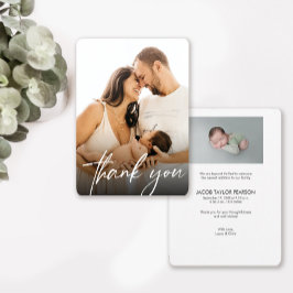 Moderne baby BOY Birth Custom Newborn photografie Bedankkaart