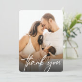 Moderne baby BOY Birth Custom Newborn photografie Bedankkaart (Staand voorkant)