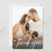 Moderne baby BOY Birth Custom Newborn photografie Bedankkaart (Voorkant)