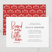 Moderne baby boy douche uitnodiging (Voorkant / Achterkant)