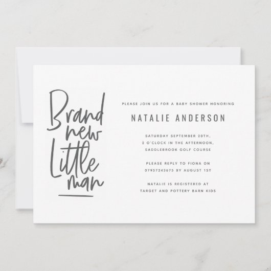 Moderne baby boy douche uitnodiging (Voorkant)