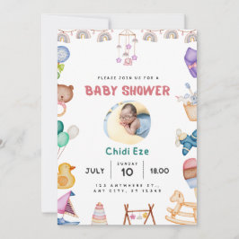 Moderne baby boy douche uitnodiging