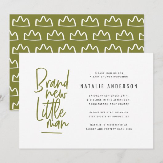 Moderne baby boy douche uitnodiging (Voorkant / Achterkant)