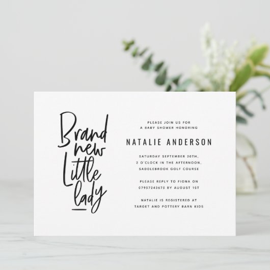 Moderne baby boy douche uitnodiging (Staand voorkant)