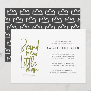 Moderne baby boy douche uitnodiging