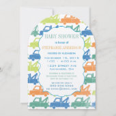 Moderne Baby Boy Tow Truck Douche Boog Vorm Kaart (Voorkant)