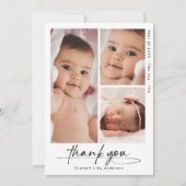 Moderne Baby Dank u eenvoudige 3 foto collage Bedankkaart (Voorkant)
