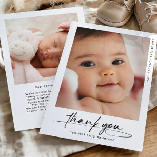 Moderne Baby Dank u eenvoudige foto Bedankkaart