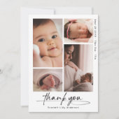 Moderne Baby Dank u Eenvoudige Script Photo Collag Bedankkaart (Voorkant)