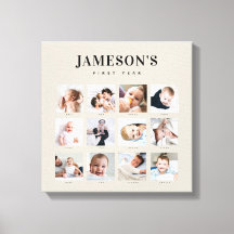 Moderne baby eerste jaar herinneringskalender met 