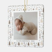 Moderne Baby Eerste Kerstdag Keramisch Ornament (Links)