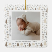 Moderne Baby Eerste Kerstdag Keramisch Ornament (Achterkant)