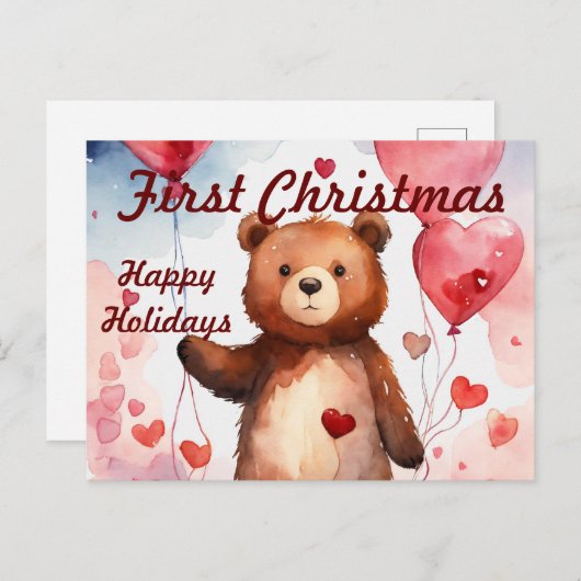 Moderne Baby Eerste Kerstdkaart Uitnodiging Briefkaart (Voorkant / Achterkant)