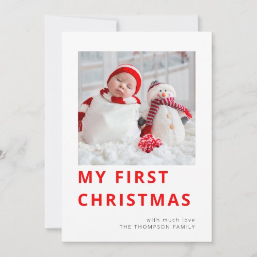 Moderne Baby eerste kerstfoto Feestdagenkaart (Voorkant)