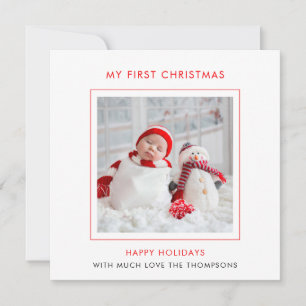 Moderne Baby Eerste Kerstfotovakantie Notitiekaartje