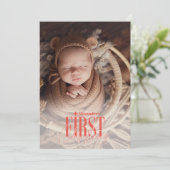 Moderne Baby Eerste Kerstmis Aangepaste Foto Feestdagenkaart (Staand voorkant)