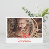 Moderne Baby Eerste Kerstmis Aangepaste Foto Feestdagenkaart (Staand voorkant)
