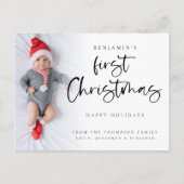 Moderne Baby Eerste Kerstmis Aangepaste Foto Feestdagenkaart (Voorkant)