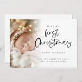 Moderne Baby Eerste Kerstmis - Aangepaste fotokaar Feestdagenkaart (Voorkant / Achterkant)