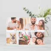 Moderne Baby Eerste Kerstmis Custom Fotocollage Feestdagenkaart (Staand voorkant)
