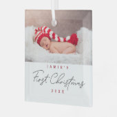 Moderne Baby Eerste Kerstmis Custom Glas Ornament (Voorkant links)