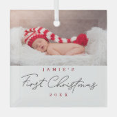 Moderne Baby Eerste Kerstmis Custom Glas Ornament (Voorkant)