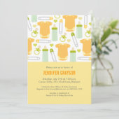 Moderne Baby flessen Geel Baby shower Kaart (Staand voorkant)
