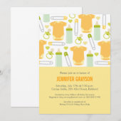 Moderne Baby flessen Geel Baby shower Kaart (Voorkant / Achterkant)