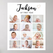 Moderne Baby Foto 1e Verjaardag Mijlpaal teken Poster (Voorkant)