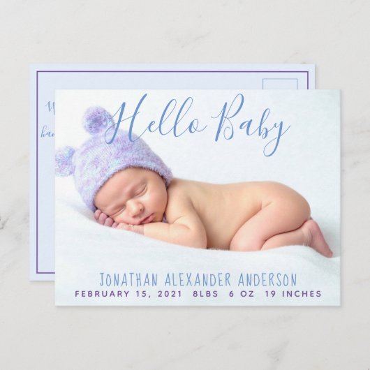 Moderne Baby Foto Aankondiging Briefkaart (Voorkant / Achterkant)