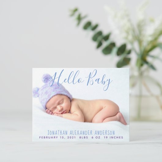 Moderne Baby Foto Aankondiging Briefkaart (Staand voorkant)
