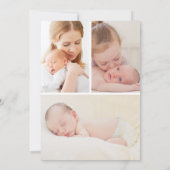 Moderne Baby Foto Collage Geboorte Neutraal Roze W Aankondiging (Achterkant)
