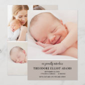Moderne Baby Foto Collage Geboorte Neutraal Roze W Aankondiging (Voorkant / Achterkant)