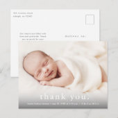 Moderne Baby Foto Dank je geboorte Aankondigingskaart (Voorkant / Achterkant)