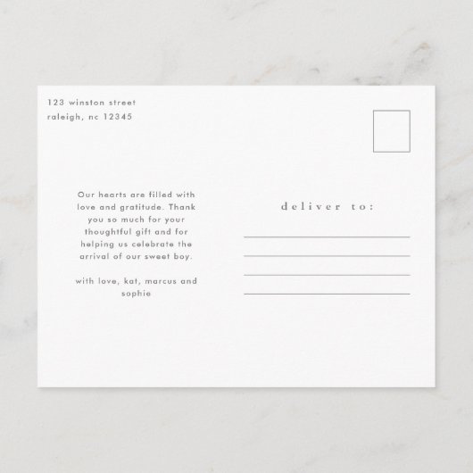 Moderne Baby Foto Dank je geboorte Aankondigingskaart (Achterkant)