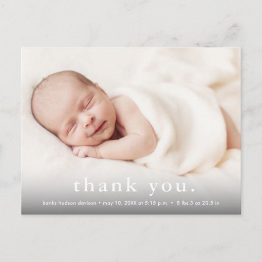 Moderne Baby Foto Dank je geboorte Aankondigingskaart (Voorkant)