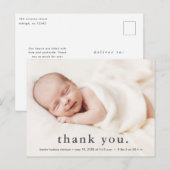 Moderne Baby Foto Dank je geboorte Aankondigingskaart (Voorkant / Achterkant)