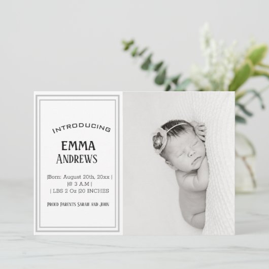 Moderne Baby Foto Dank je geboorteaankondiging Aankondiging (Staand voorkant)