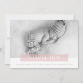 MODERNE BABY FOTO eenvoudige lief roze paneel over Aankondiging (Voorkant)