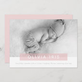 MODERNE BABY FOTO eenvoudige lief roze paneel over Aankondiging (Voorkant / Achterkant)