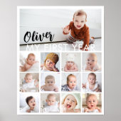 Moderne Baby Foto Eerste Jaar Mijlpaal Teken Poster (Voorkant)