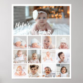 Moderne Baby Foto Eerste Jaar Mijlpaal Teken Poster (Voorkant)