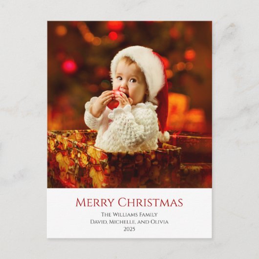 Moderne Baby Foto Feestelijke Kerst Feestdagenkaart (Voorkant)