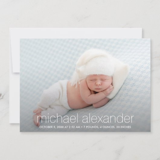 Moderne Baby foto geboorte Aankondiging (Voorkant)